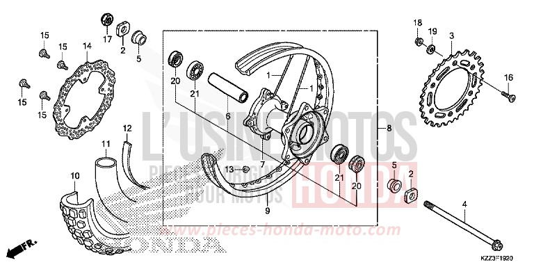 HINTERRAD (CRF250L) von CRF250L EXTREME RED (R292) von 2015