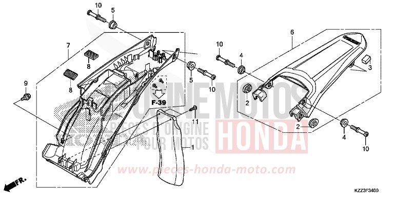 KOTFLUEGEL, HINTEN von CRF250L EXTREME RED (R292) von 2015