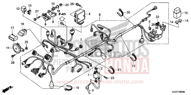 KABELBAUM von CRF250L EXTREME RED (R292) von 2015