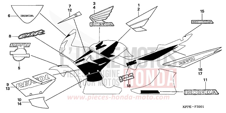 MARKE/STREIFEN (CBR125RS) von CBR125RS SAVORY ORANGE (YR241) von 2006
