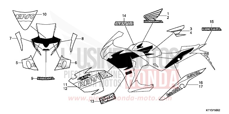 MARKE/STREIFEN (3) von CBR125RS NITRIC ORANGE (YR271) von 2013