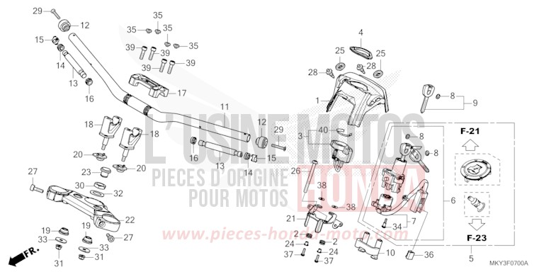 ROHRGRIFF/OBERE BRUECKE (CB650RA) von CB650R MAT JEANS BLUE MATALLIC (PB417) von 2022