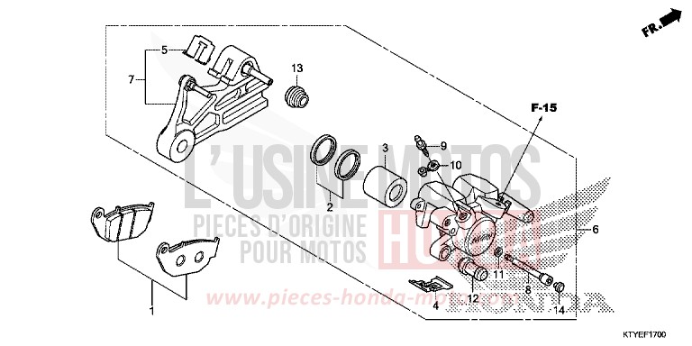 ETRIER DE FREIN ARRIERE von CBR125R NITRIC ORANGE (YR271) von 2015