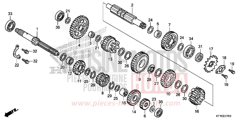 BOITE DE VITESSES von CBR125R ROSS WHITE (NH196) von 2015