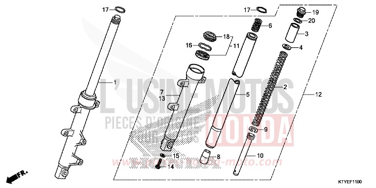FOURCHETTE AVANT von CBR125R ROSS WHITE (NH196) von 2015