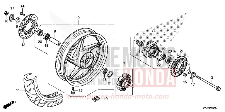 ROUE ARRIERE von CBR125R ROSS WHITE (NH196) von 2015