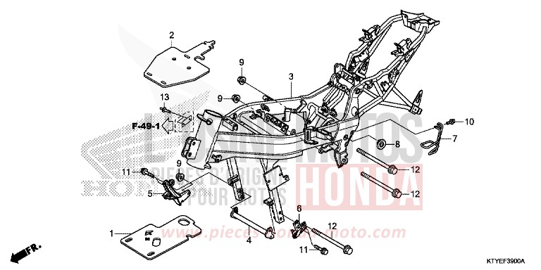 CARROSSERIE DE CHASSIS von CBR125R ROSS WHITE (NH196) von 2015