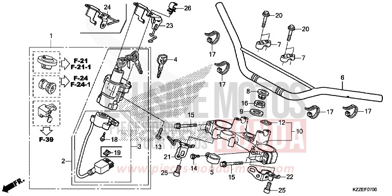 ROHRGRIFF/OBERE BRUECKE von CRF250LA EXTREME RED (R292) von 2017