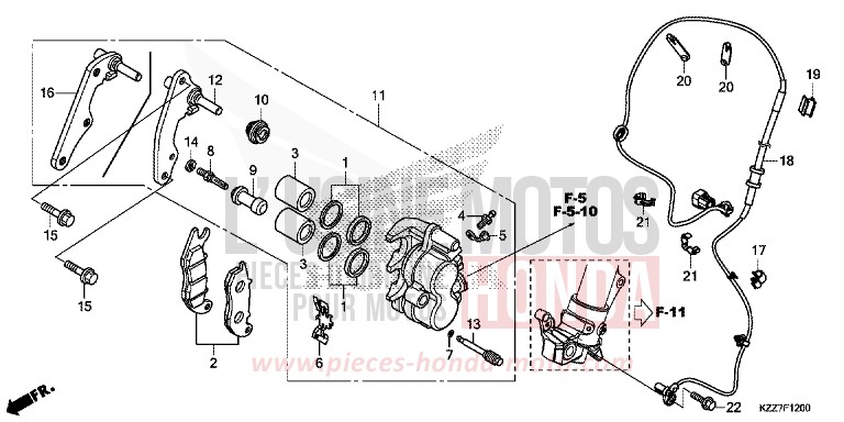 ETRIER DE FREIN AVANT von CRF250LA NOIR (NH1) von 2019