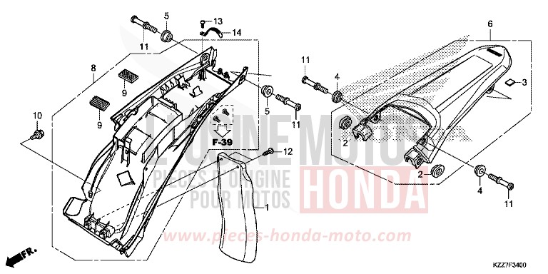 GARDE-BOUE ARRIERE von CRF250LA NOIR (NH1) von 2019