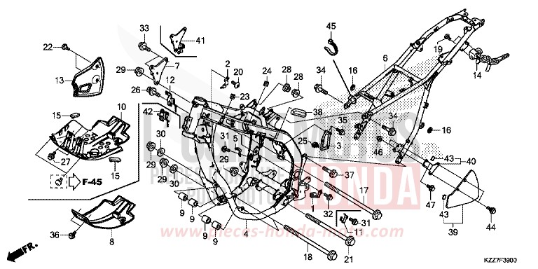 CARROSSERIE DE CHASSIS von CRF250LA NOIR (NH1) von 2019