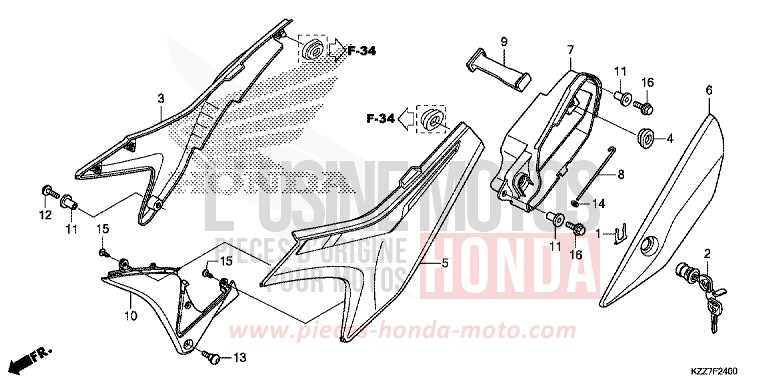 SEITENABDECKUNG (CRF250L/LA) von CRF250LA EXTREME RED (R292) von 2019