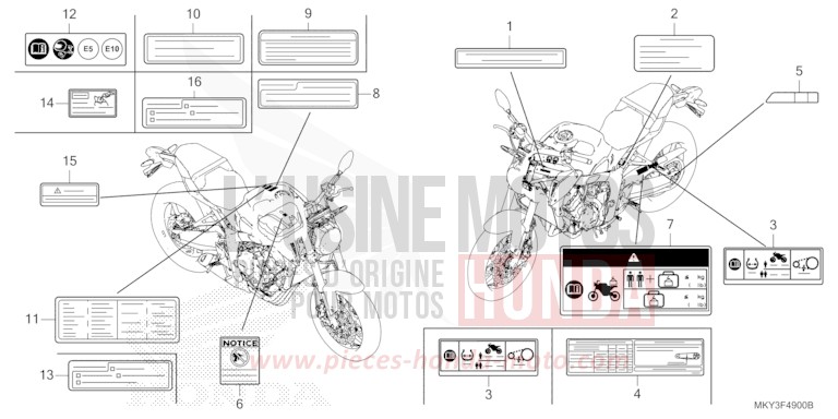 WARNETIKETT (CB650RA) von CB650R SWORD SILVER METALLIC (NHA95) von 2022