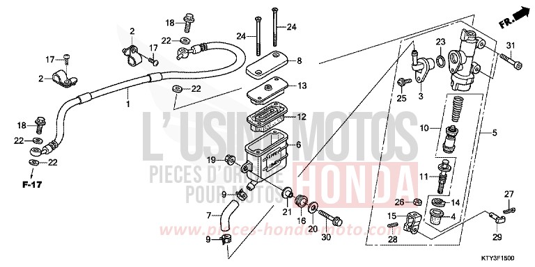 REAR BRAKE MASTER CYLINDER von CBR125R ROSS WHITE (NH196) von 2011