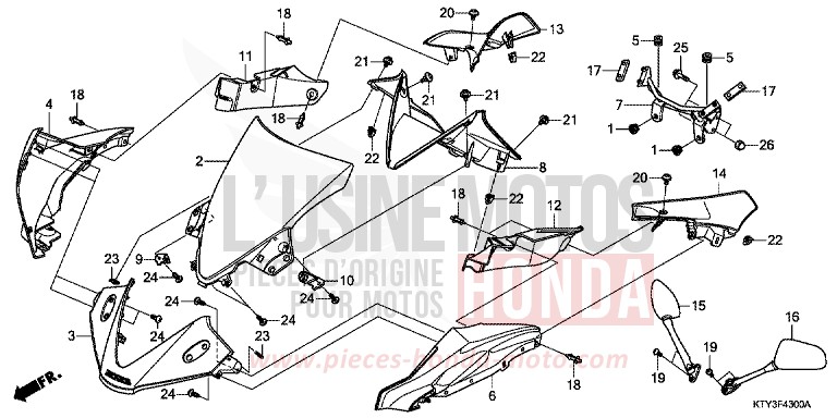 OBERER WINDLAUF von CBR125R ROSS WHITE (NH196) von 2011