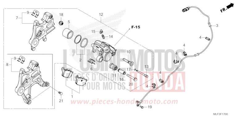 HINTERRAD-BREMSSATTEL von NT1100 GRAPHITE BLACK (NHB01) von 2022