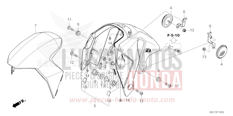 KOTFLUEGEL, VORNE von NT1100 GRAPHITE BLACK (NHB01) von 2022