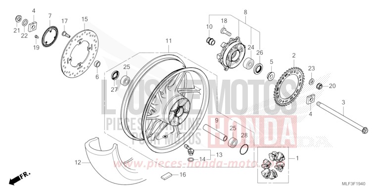 HINTERRAD von NT1100 PEARL GLARE WHITE (NHB53) von 2022
