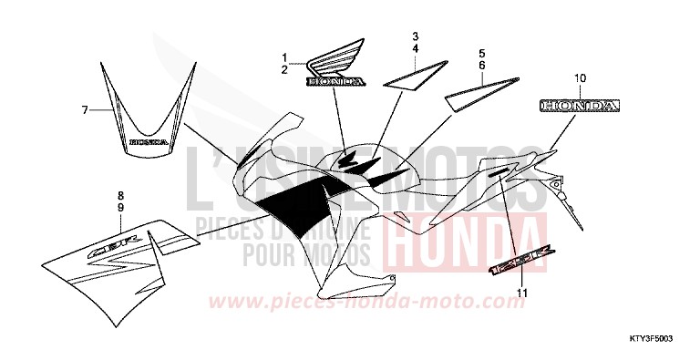 MARKE/STREIFEN (4) von CBR125RT ROSS WHITE (NH196) von 2013