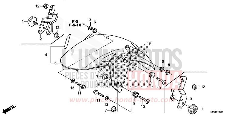 AILE AVANT von CBR300RA NOIR (NH1) von 2015
