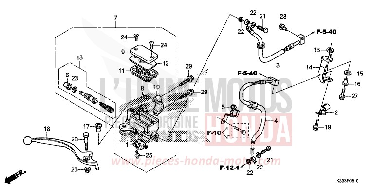 HAUPTBREMSZYLINDER, VORNE ZYLINDER (CBR250RA/300RA) von CBR300RA ROSS WHITE (NH196) von 2015