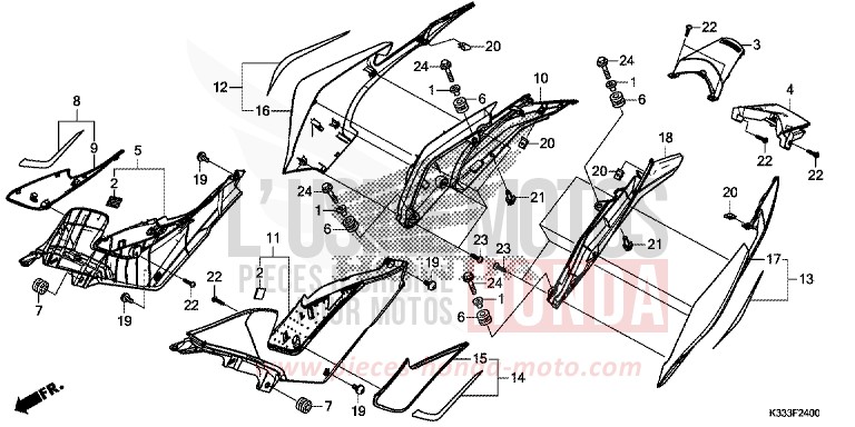 SEITENABDECKUNG/WINDLAUF, HINTEN von CBR300R ROSS WHITE (NH196) von 2015