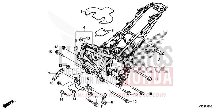 RAHMENKOERPER von CBR300R ROSS WHITE (NH196) von 2015