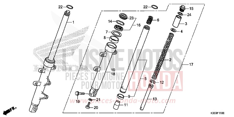 FOURCHETTE AVANT von CBR300R NOIR (NH1) von 2015