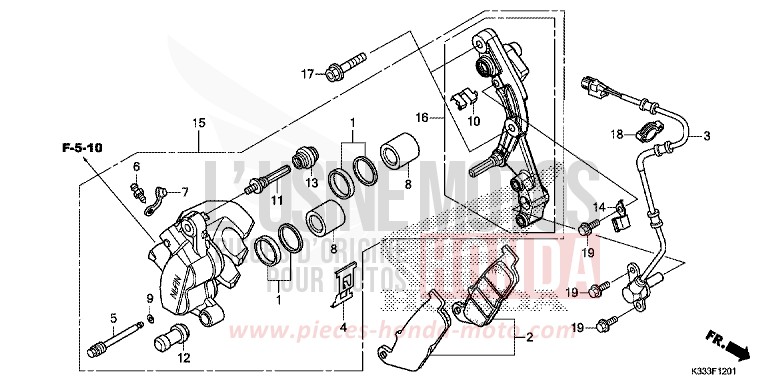 VORDERRAD-BREMSSATTEL (CBR250RA/300RA) von CBR300RA LEMON ICE YELLOW (Y196) von 2015