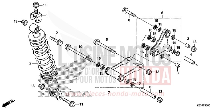 KISSEN, HINTEN von CBR300R MAT GUNPOWDER BLACK METALLIC (NH436) von 2015