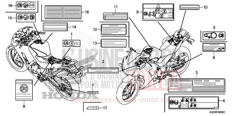 WARNETIKETT von CBR300R NITRIC ORANGE (YR271X) von 2015
