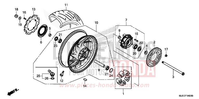 HINTERRAD von CB650F MAT GUNPOWDER BLACK METALLIC (NH436) von 2014