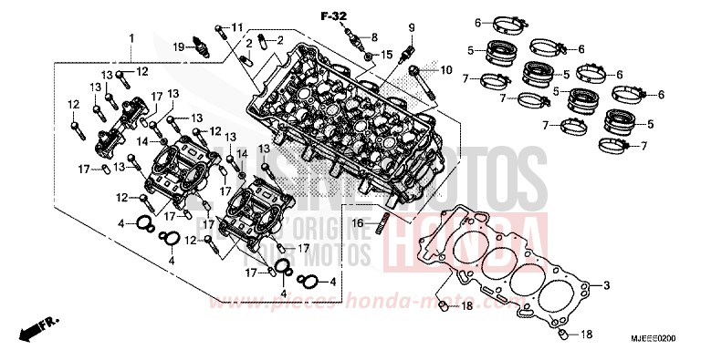 ZYLINDERKOPF von CB650F PEARL HIMALAYAS WHITE (NHA87) von 2014