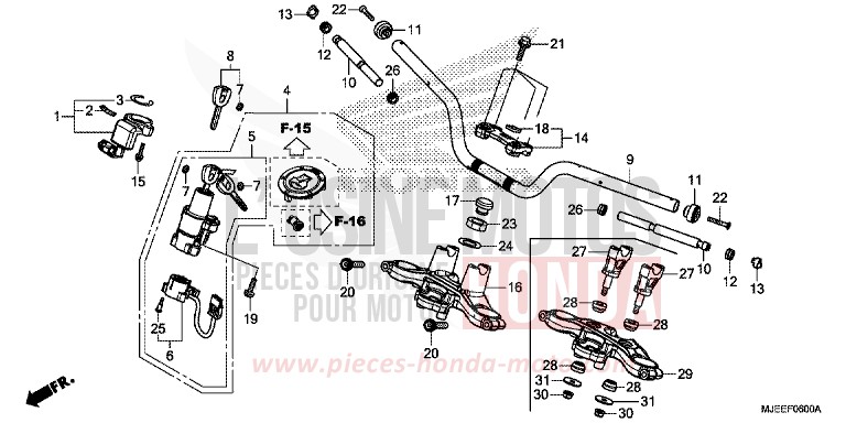 ROHRGRIFF/OBERE BRUECKE von CB650F PEARL HIMALAYAS WHITE (NHA87) von 2014