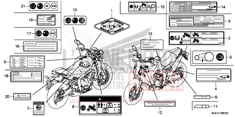 WARNETIKETT von CB650F PEARL QUEEN BEE YELLOW (Y217) von 2014
