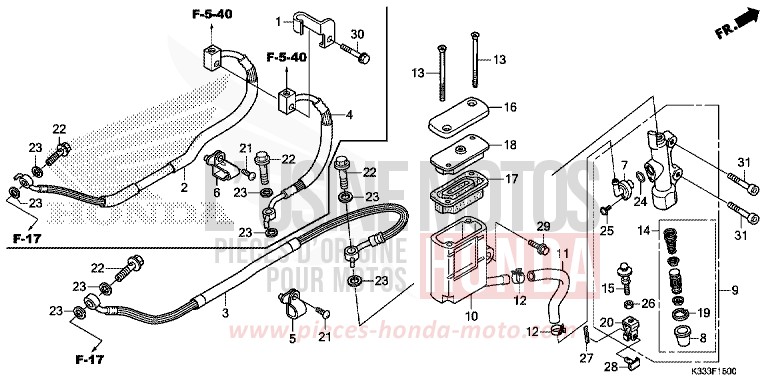 REAR BRAKE MASTER CYLINDER von CBR300R NOIR (NH1) von 2016