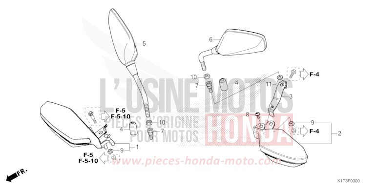 SPIEGEL/KNOECHELSCHUTZ von CRF300LA EXTREME RED (R292) von 2021