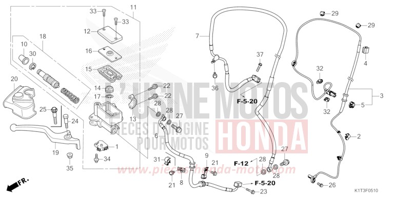 HAUPTBREMSZYLINDER, VORNE ZYLINDER (CRF250LRA/300LA/LRA) von CRF300LA EXTREME RED (R292) von 2021