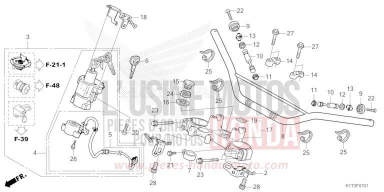 ROHRGRIFF/OBERE BRUECKE (CRF250LR/LRA,CRF300LR/LRA) von CRF300LRA EXTREME RED (R292) von 2021