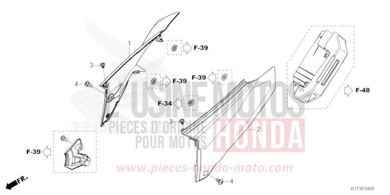 SEITENABDECKUNG von CRF300LA EXTREME RED (R292) von 2021