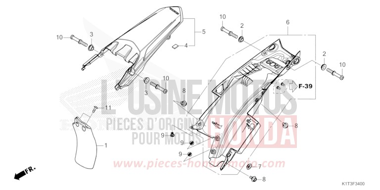KOTFLUEGEL, HINTEN von CRF300LRA EXTREME RED (R292) von 2021