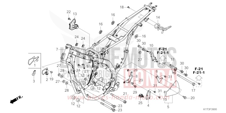 RAHMENKOERPER von CRF300LA EXTREME RED (R292) von 2021