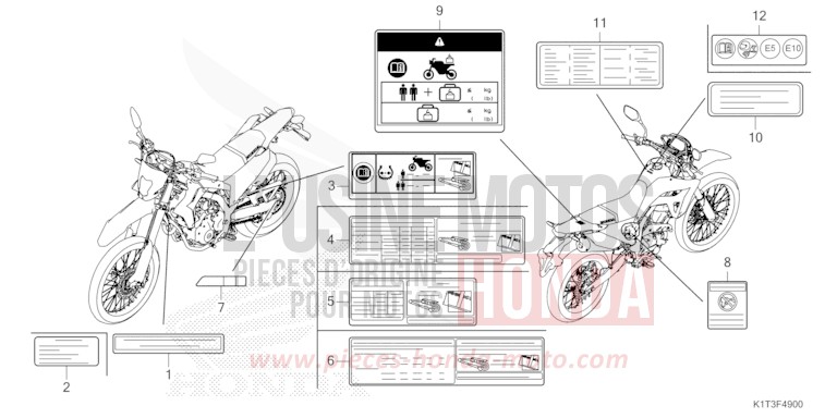 WARNETIKETT (CRF300L/LA) von CRF300LA EXTREME RED (R292) von 2021