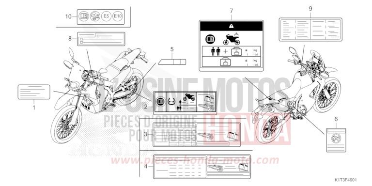 WARNETIKETT (CRF250LR/LRA,CRF300LR/LRA) von CRF300LRA EXTREME RED (R292) von 2021