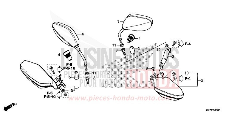 MIROIR/PROTEGE-DOIGTS von CRF250RLA NOIR (NH1) von 2018