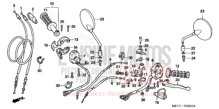 LEVIER DE GUIDON/COMMUTATEUR/CABLE von FMX650 NOIR (NH1) von 2005