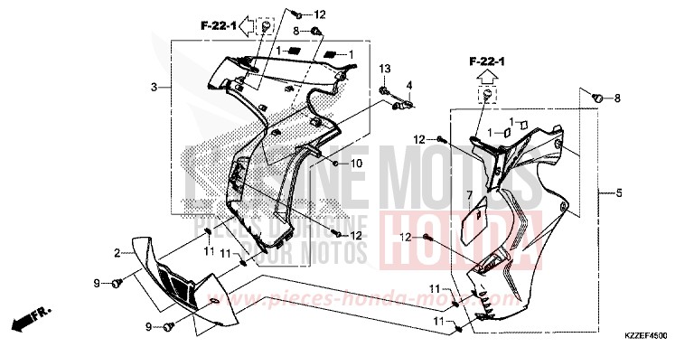 CARENAGE MILIEU von CRF250RLA NOIR (NH1) von 2018