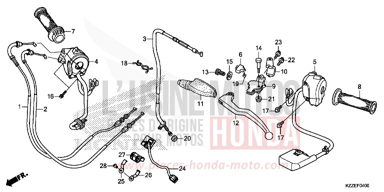 HEBELGRIFF/SCHALTER/KABEL von CRF250RLA EXTREME RED (R292) von 2018