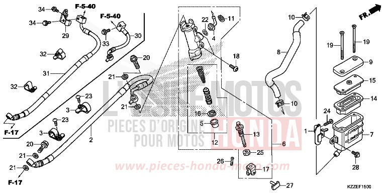 REAR BRAKE MASTER CYLINDER von CRF250RLA EXTREME RED (R292) von 2018