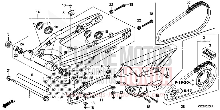 SCHWINGE von CRF250RLA EXTREME RED (R292) von 2018